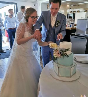 Pastel blue wedding cake