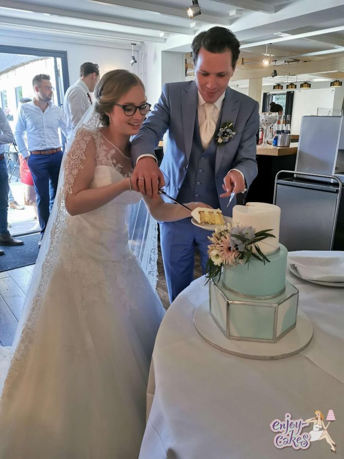 Pastel blue wedding cake