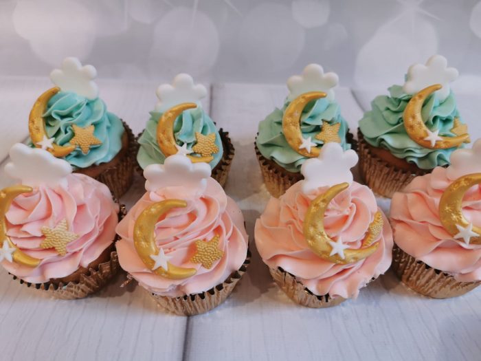 Gender reveal baby twinkle twinkle cupcakes
