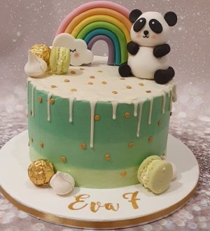 Panda taart met regenboog