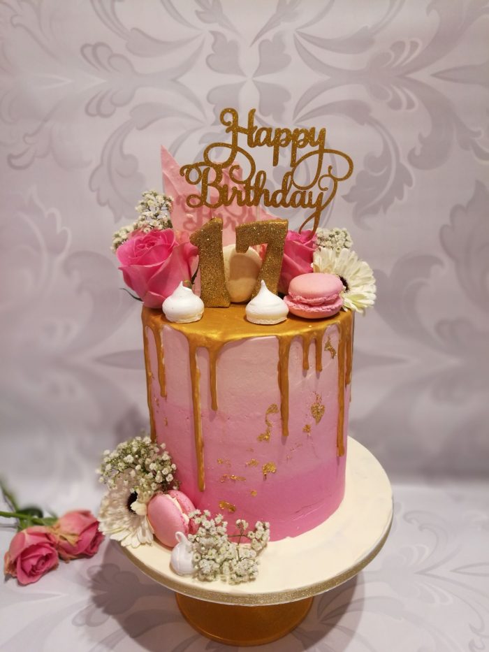 Pretty Pink Drip Cake