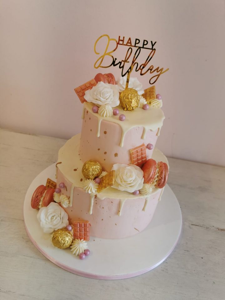 Pink en gold drip cake - Enjoy-Cakes