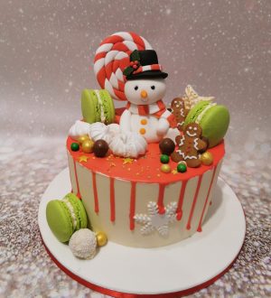 sneeuwpop kerst taart