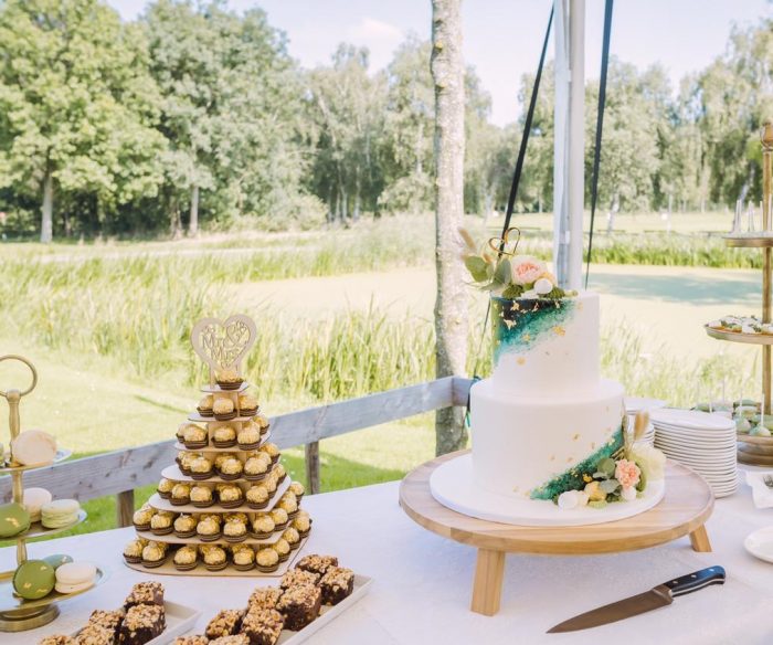 Green en gold weddingcake