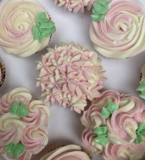 Pink flower cupcakes
