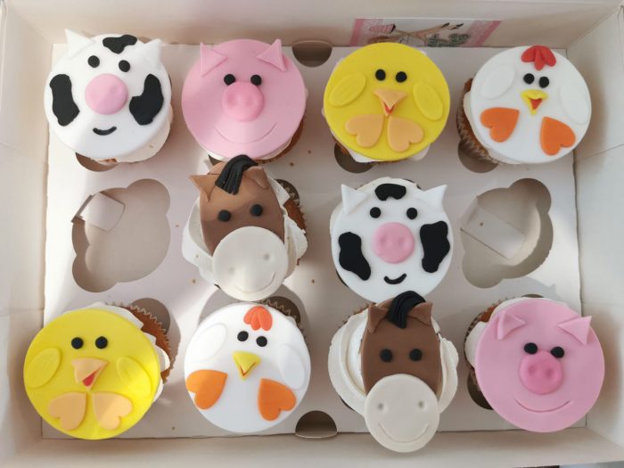Boerderij dieren cupcakes