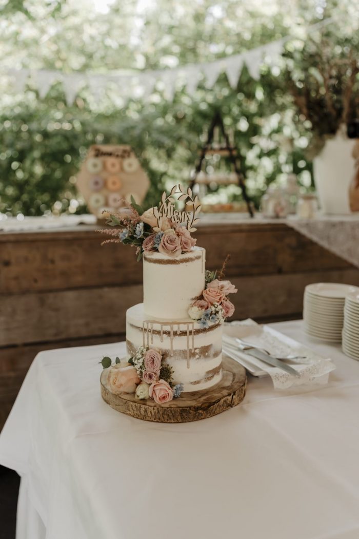Semi naked rustic wedding cake
