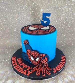 Blauwe Spiderman taart