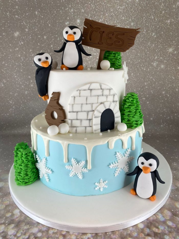 Pinguin winter taart