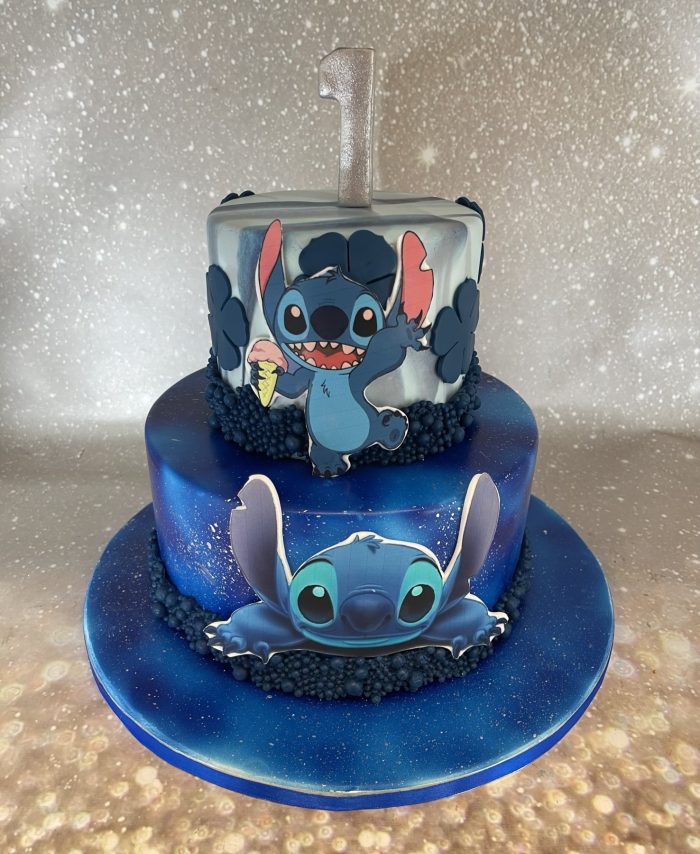 Blue stitch cake
