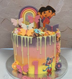 Dora regenboog taart