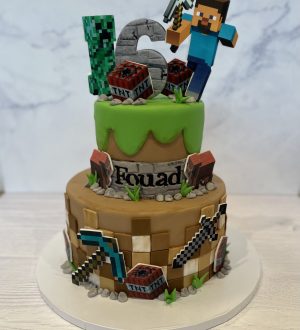 Minecraft fondant taart