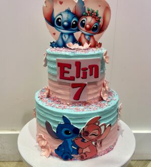 stitch en angel taart roze en blauw stitch en angel taart roze en blauw