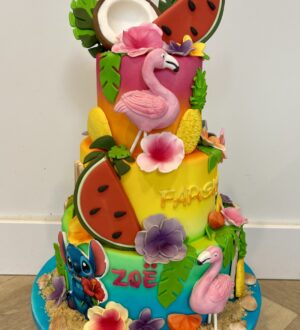 Tropische flamingo taart Tropische flamingo taart