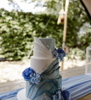 Blue marble ruffle wedding cake Blue marble ruffle wedding cake