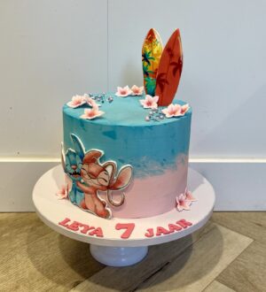 Stitch en Angel surf taart Stitch en Angel surf taart