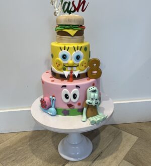 Spongebob taart met hamburger Spongebob taart met hamburger