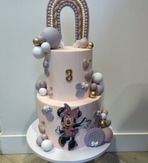 Minnie Mouse roze paars met regenboog taart Minnie Mouse roze paars met regenboog taart