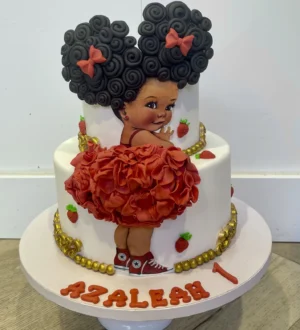 afro baby taart goud en rood afro baby taart goud en rood