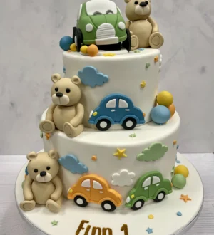 Baby beren auto taart