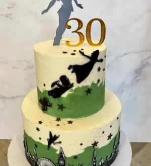Peter pan groene silhouette taart