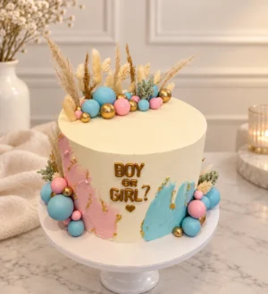 Boy or Girl Genderreveal taart met ballen
